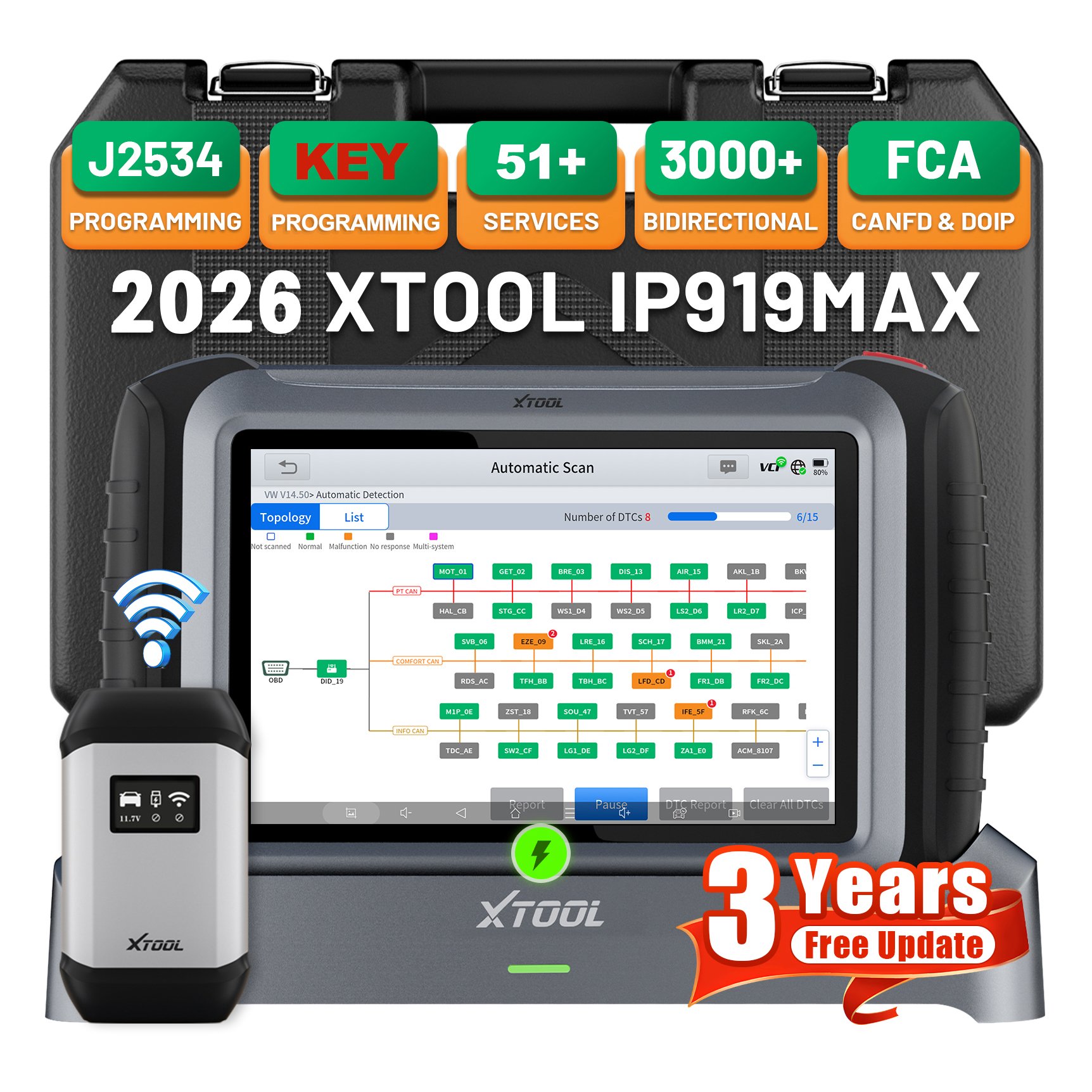Car Diagnostic Tool - EU-Lager XTOOL IP919MAX J2534 ECU-Programmiergerät OBD2-Diagnosescanner